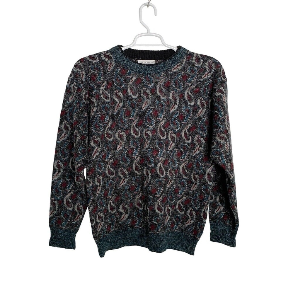 Retro Paisley Crewneck Sweater Size M 42" Chest Large?
